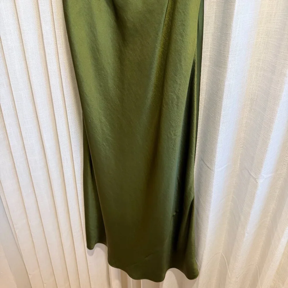NWOT Aritzia Wilfred "Only Cowlneck" satin slip dress — Grotto Green, Size L - Picture 3 of 4
